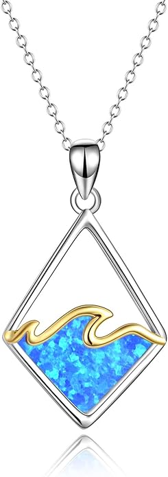 YAFEINI Sterling Silver Ocean Wave Necklace Abalone Shell Wave Pendant Ocean Jewelry Beach Gifts for Women (Abalone shell)