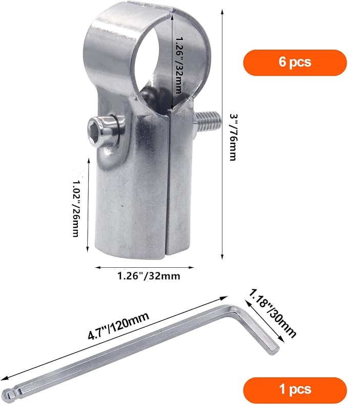6 Sets of T Clamps, Stainless Steel, Pipe Clamps, 1-1/4" OD - Image 2