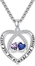 Birthstone Necklaces for Women I Love You for Always and Forever Heart Pendant Necklace Anniversary Jewelry Christmas Valentine Mothers Day Birthday Gifts for Her Wife Girlfriend