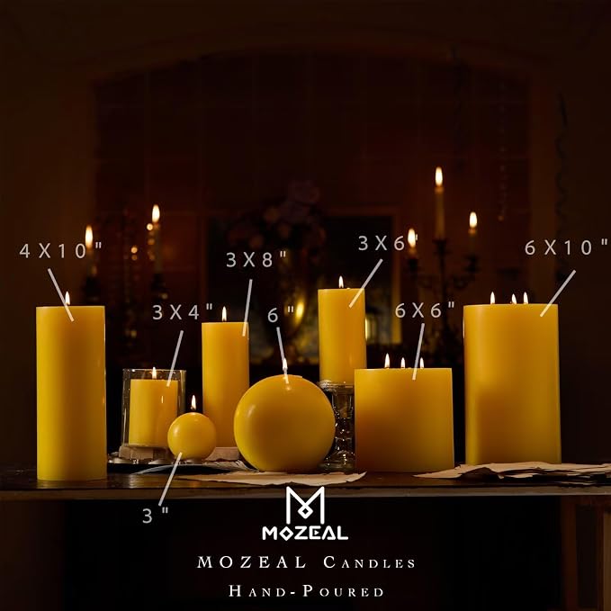 MOZEAL 3" x 4" Hand-Poured Unscented Candle, Dripless Pillar Candle Set of 3 - Image 3