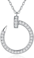 Lab Grown Diamond Necklace, Solid 925 Sterling Silver with Round Cut, Fine Jewelry for Women Anniversary Birthday Valentine’s Day Gifts