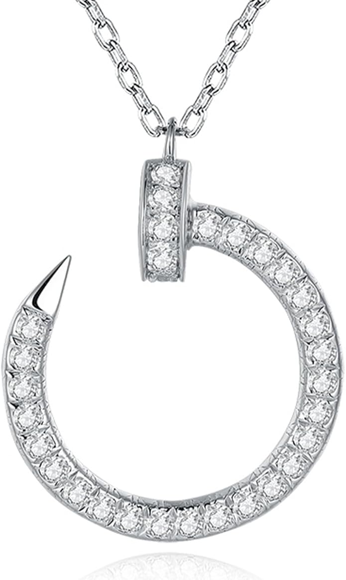 Lab Grown Diamond Necklace, Solid 925 Sterling Silver with Round Cut, Fine Jewelry for Women Anniversary Birthday Valentine’s Day Gifts