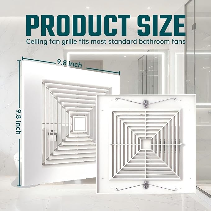 2 Pcs Bathroom Exhaust Fan Cover, 9.8" Grille Replacement Parts - Image 2