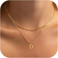 Initial Necklaces for Women Dainty Gold Silver Layered Letter Pendant Necklace Cute Figaro Chain Choker Necklace Personalized Trendy Stuff Jewelry Stack Gift for Women Her