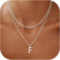 Initial Necklaces for Women Dainty Gold Silver Layered Letter Pendant Necklace Cute Figaro Chain Choker Necklace Personalized Trendy Stuff Jewelry Stack Gift for Women Her
