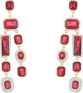 Vintage Rectangle Teardrop Chandelier Earrings, Art Deco Wedding Austrian Crystal Drop Dangle Earrings for Women Party Prom