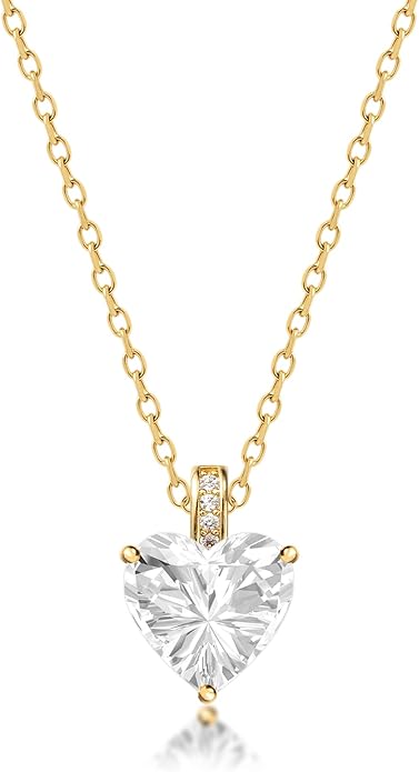 Genuine Birthstone Necklace for Women, Heart Love Necklace, Birthday Gifts for Her