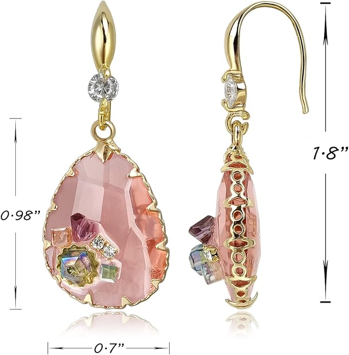 Crystal Teardrop Earrings 14K Gold Plated Dangle Earrings for Women