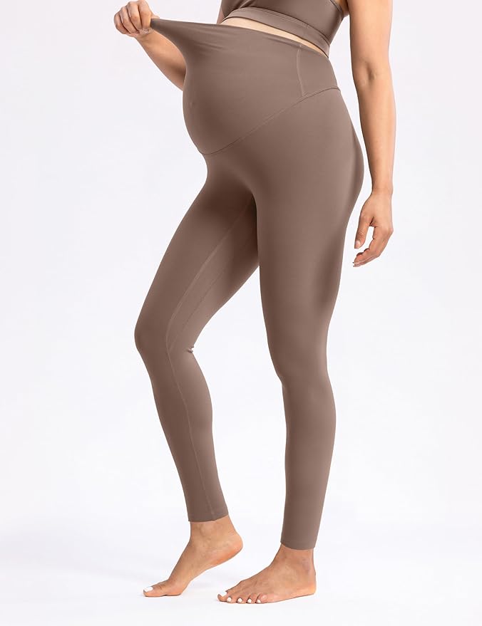 POSHDIVAH Women's Creamluxe Maternity Leggings 25"/28" Over The Belly Pregnancy Yoga Pants Active Workout Leggings