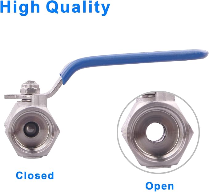 DERNORD Stainless Steel Ball Valve 1PC Type 3/8 Inch NPT Standard Port - Image 3