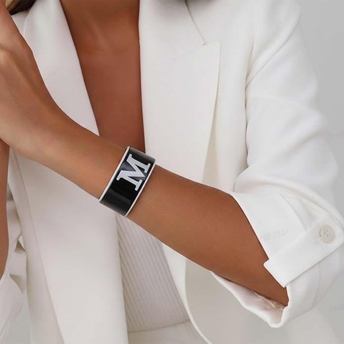 LILIE&WHITE Acrylic Monogram Resin Bracelet for Women Trendy Acrylic Statement Bracelets Jewelry Gift