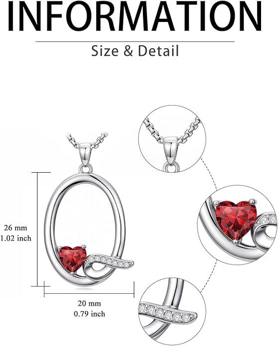 Valentines Day Gifts for Women Alphabet A to Z Initial Birthstone Pendant Necklaces for Women - 18k White Gold Plated Personalized Name Jewelry Valentine Mothers Day Birthday Gifts for Women Her Girlfriend