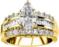 Houston Diamond District 2 to 5 Carat LAB GROWN DIAMOND Channel Set Baguette and Round Marquise Cut Diamond Engagement Ring (D-E Color VS1-VS2 Clarity)