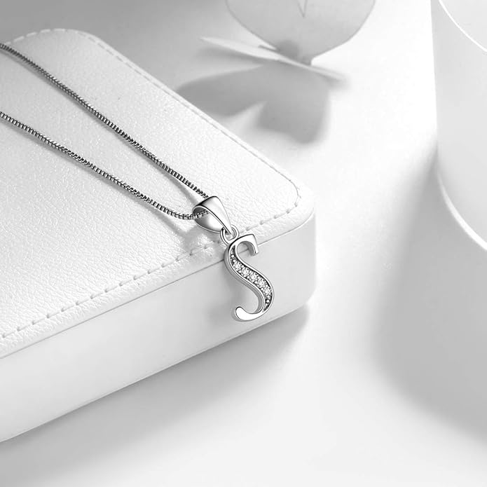 Aurora Tears Letter Necklace Initial 925 Sterling Silver Alphabet Pendant Crystal Name Gift Women Cubic Zirconia Jewelry