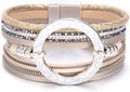 KSQS Tree of Life Leather Multi-Layer Wraps Bracelet,Boho Wide Buckle Wristband Bangle,Braided Cuff Bracelets for Women