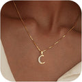 Initial Necklace for Women, 14K Gold Plated Box Chain Letter Pendant, Trendy Name Necklace, Dainty Personalized Jewelry Valentines Day Gift for Her