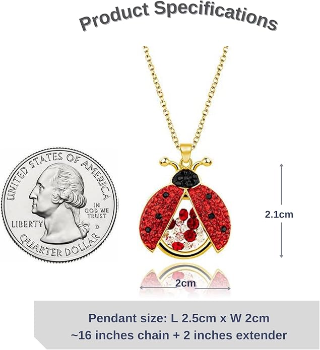 Superchic Ladybug Pendant Necklace Cute Cubic Zirconia with floating Crystals for Women Halloween Party Birthday Gifts