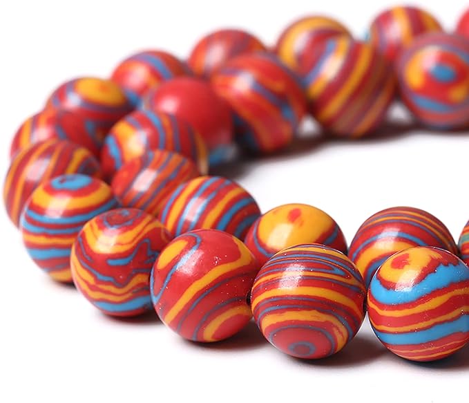 46PCS 8mm Natural Orange Malachite Beads Round Loose Stone Beads for Jewelry Making DIY Bracelet Necklace 15 Inch,Energy Stone Healing Power