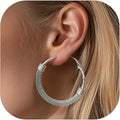 KeyStyle Mesh Hoop Earrings for Women, Stainless Steel Gold Hoops Earring Lightweight Loops, 2MM Thick Hypoallergenic Circle Endless Hollow Hoop 20mm-80mm