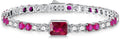 Birthstone Bracelets for Women Birthday Gifts 4CT Radiant Cut Birthstone 4mm Sterling Silver White Gold Tennis Bracelets for Women Round Cut 5A Cubic Zirconia Bezel Setting 7 Inch