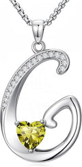 Valentines Day Gifts for Women Alphabet A to Z Initial Birthstone Pendant Necklaces for Women - 18k White Gold Plated Personalized Name Jewelry Valentine Mothers Day Birthday Gifts for Women Her Girlfriend