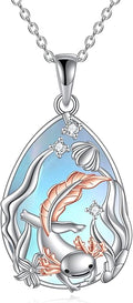 KQF Dragonfly/Butterlfy/Cat/Jellyfish/Bunny/Axolotl/Bee/Mermaid/Hummingbird/Elephant Necklace for Women Sterling Silver Moonstone Pendant Necklace Dragonfly Jewelry Gifts for Women