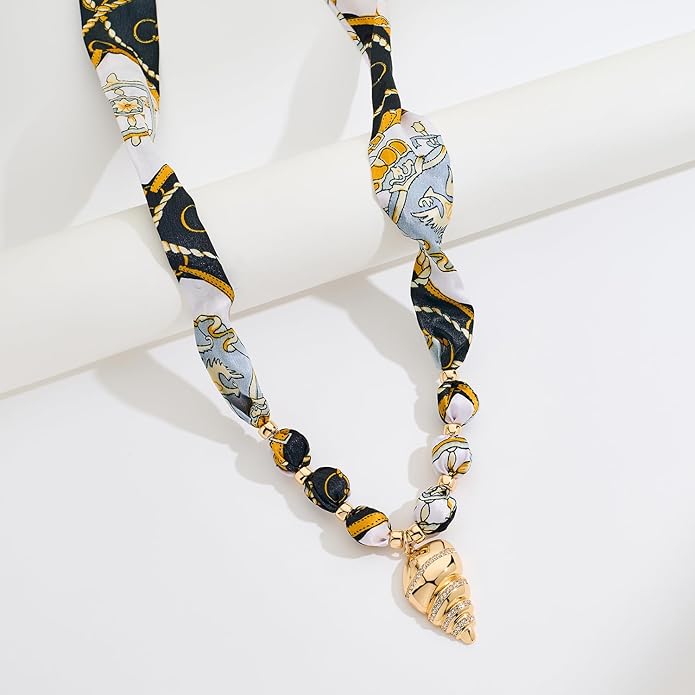 LILIE&WHITE Gold Charms Necklace for Women Bandana Necklace with Colorful Charms Necklaces Beach Jewelry Gift