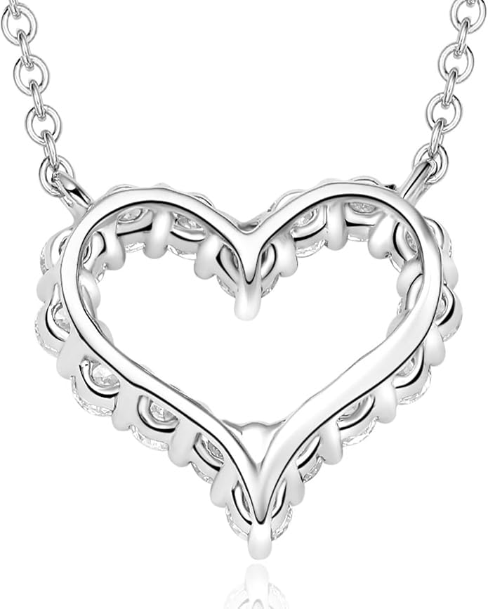 Lab Grown Diamond Necklace, Solid 925 Sterling Silver with Round Cut, Fine Jewelry for Women Anniversary Birthday Valentine’s Day Gifts