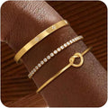 Gold Bangle Bracelets for Women, Non Tarnish Dainty 14K Gold Plated Cuff Bracelets Stackable for Women,Waterproof Bracelet Stack Gold Jewelry Gifts Trendy Adjustable Accessories