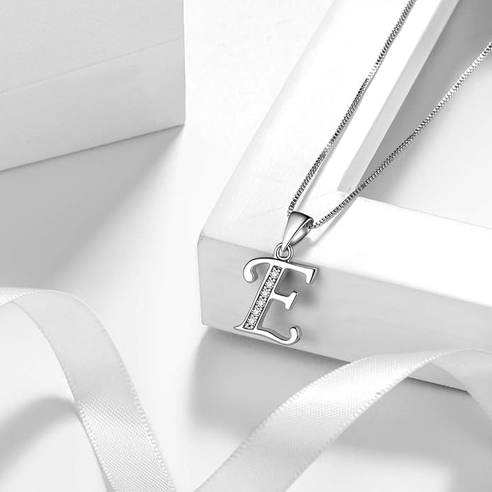 Aurora Tears Letter Necklace Initial 925 Sterling Silver Alphabet Pendant Crystal Name Gift Women Cubic Zirconia Jewelry