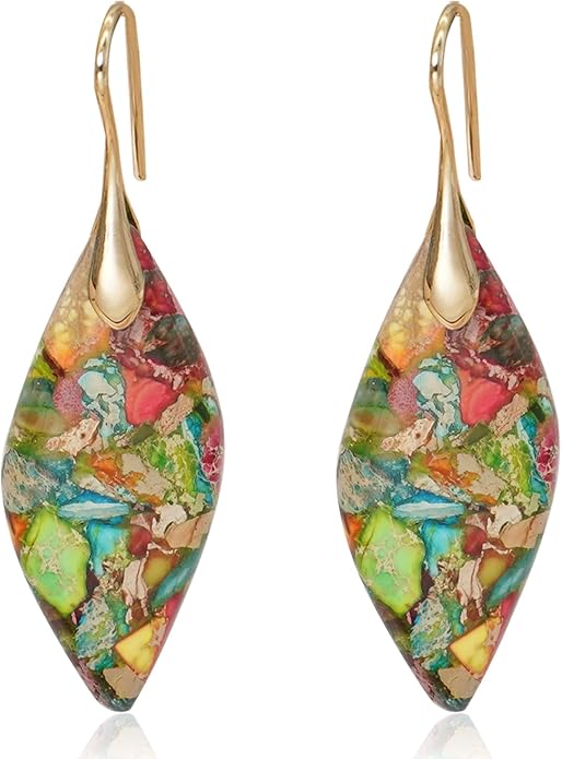 Natural Stone Earrings Multishape Dangle Drop Earrings Boho Stone Earring for Women