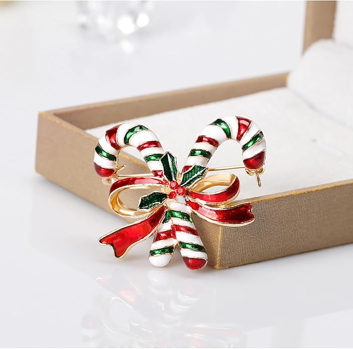 Christmas JOY Brooches Pin for Women, Santa Candy Cane Brooch Christmas Gift Jewelry Wreath Reindeer，Christmas Deer Butterfly Elk Crystal Pins