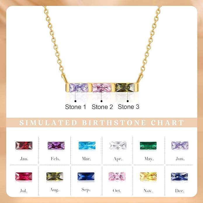 Wendy Made Personalized 1-6 Birthstone Necklace for Women — Custom Dainty Jewelry with Adjustable Chain for Mother’s Day, Birthday, Anniversary & Christmas Gifts