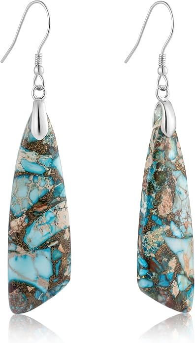 SELOVO Jasper Stone Earrings for Women Trendy Dangle Earrings Fishhook Drop Earrings