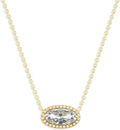 Belacqua Gemstone Necklace in 14K Gold Plated Sterling Silver, Oval Pendant Size 6 * 12mm, 15" Cable Chain with 2" Extender, Spring Ring Clasp, Dainty Birthstone Necklace for Women, Gift Box Included