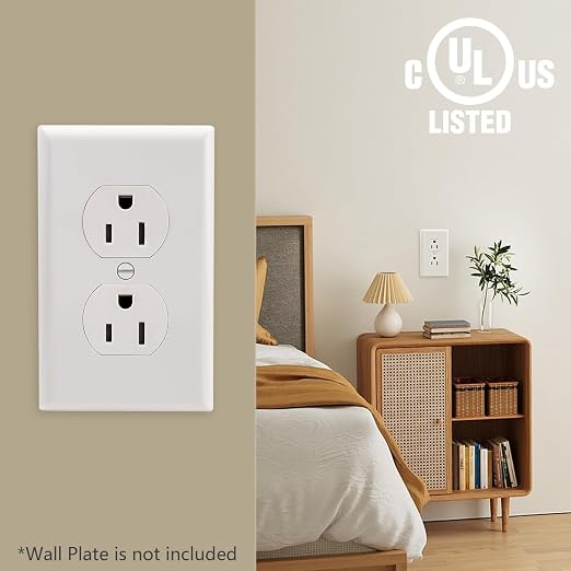 Wengart 15 Amp Decorator Receptacle, Non-Tamper-Resistant Electrical Outlet - Image 6