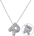 RWQIAN Letter Necklace for Women Bubble, Chunky Initial Alphabet A-Z Pendant Puffy Name Personalized Necklace Dainty Zircon CZ Fashion Jewelry Gifts for Girls Girlfriend