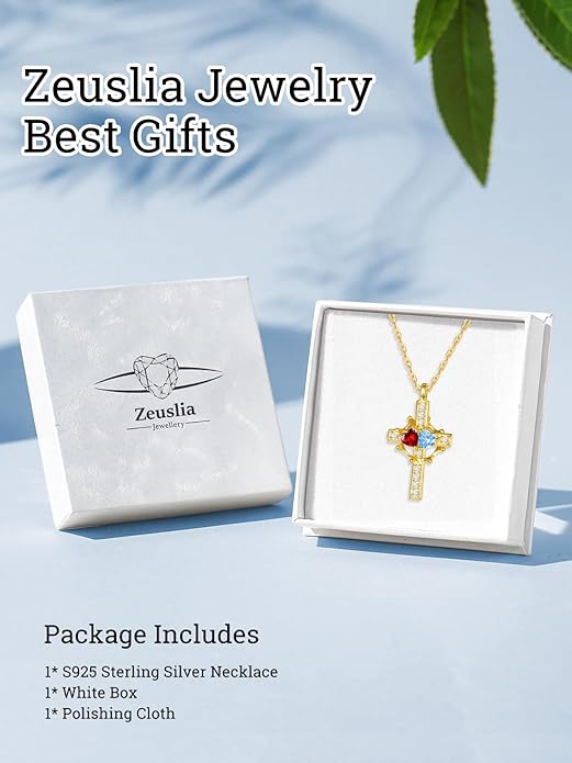 Valentine's Day Gifts for Wife 925 Sterling Silver Double Birthstone Pendant Necklaces I Love You for Always and Forever Necklace Anniversary Birthday Gifts for Wife Girlfriend Mom Her