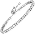 2mm/3mm Moissanite Adjustable Tennis Bracelet for Women, Authentic Solid 925 Sterling Silver, 5.5-7.5inch (14-19cm) with 2cm Extender Chain, Birthday Valentines Wedding Anniversary Ideal Gift for Her