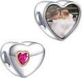 Annmors Personalized Photo Charms For Bracelets/Necklace 925 Sterling Silver Love Heart Shaped Engraved Customize Picture Gift for Birthday Mother's Day,Bead Charms Jewelry for Women