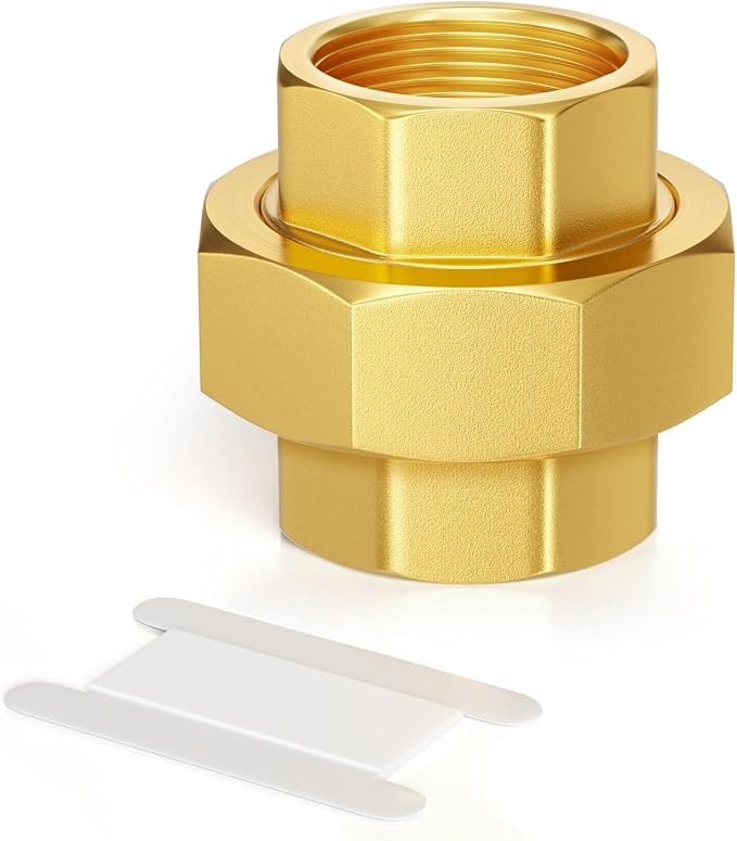 GASHER 3/4" FNPT Brass Union Pipe Fitting | 3/4 Inch Female x 3/4 Inch Female by GASHER
