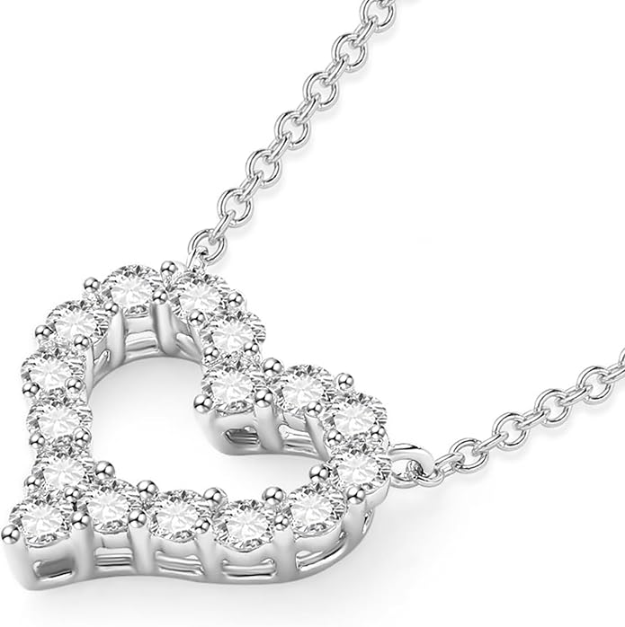 Lab Grown Diamond Necklace, Solid 925 Sterling Silver with Round Cut, Fine Jewelry for Women Anniversary Birthday Valentine’s Day Gifts