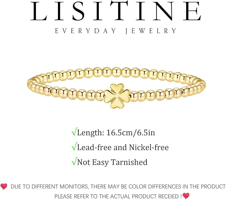Gold Bracelets for Women 14K Gold Beaded Bracelets Stackable Bracelets for Women Gold Charm Bracelet Non Tarnish Gold Jewelry for Women Trendy