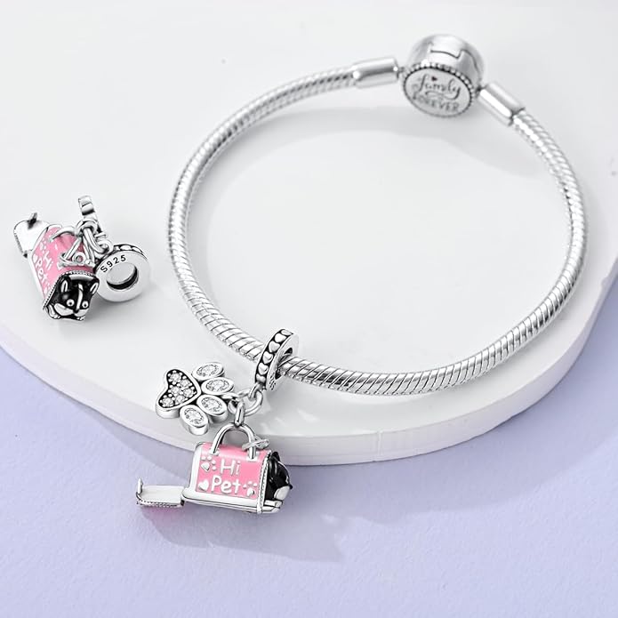 MULA 925 Sterling Silver Charms for Bracelets and Necklaces Family Letters Dangle Pendants Airplane Travel Beads Family Tree Jewelry Charms for Women