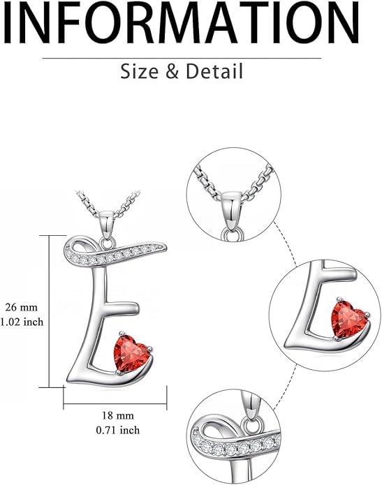 Valentines Day Gifts for Women Alphabet A to Z Initial Birthstone Pendant Necklaces for Women - 18k White Gold Plated Personalized Name Jewelry Valentine Mothers Day Birthday Gifts for Women Her Girlfriend