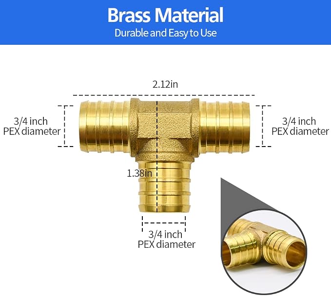 15pcs 3/4" Brass PEX Fittings, Elbow TEE Straight Couplings Set | - Image 4