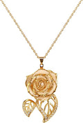 AliveRose Real Rose Gold Dipped Necklace Gifts for Women, 24K Gold Dipped Rose Pendant Necklace Jewelry Mothers Day Anniversaries Birthday Christmas Special Occasions Gifts for Her Mom Wife