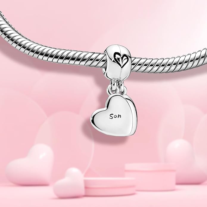 Family Mom Heart Charms 925 Sterling Silver Bead for Bracelets and Necklaces For Women Jewelry Present