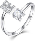 STARCHENIE Adjustable Initial Ring for Women 925 Sterling Silver Letters A-Z 26 Alphabet Rings Size 7
