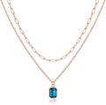 Layered Birthstone Necklace for Women Girls, 14K Gold-Plated Paperclip Chain Choker Necklace with Rectangle Birthstone Pendant Birthday Gifts for Women Girls Dainty Small